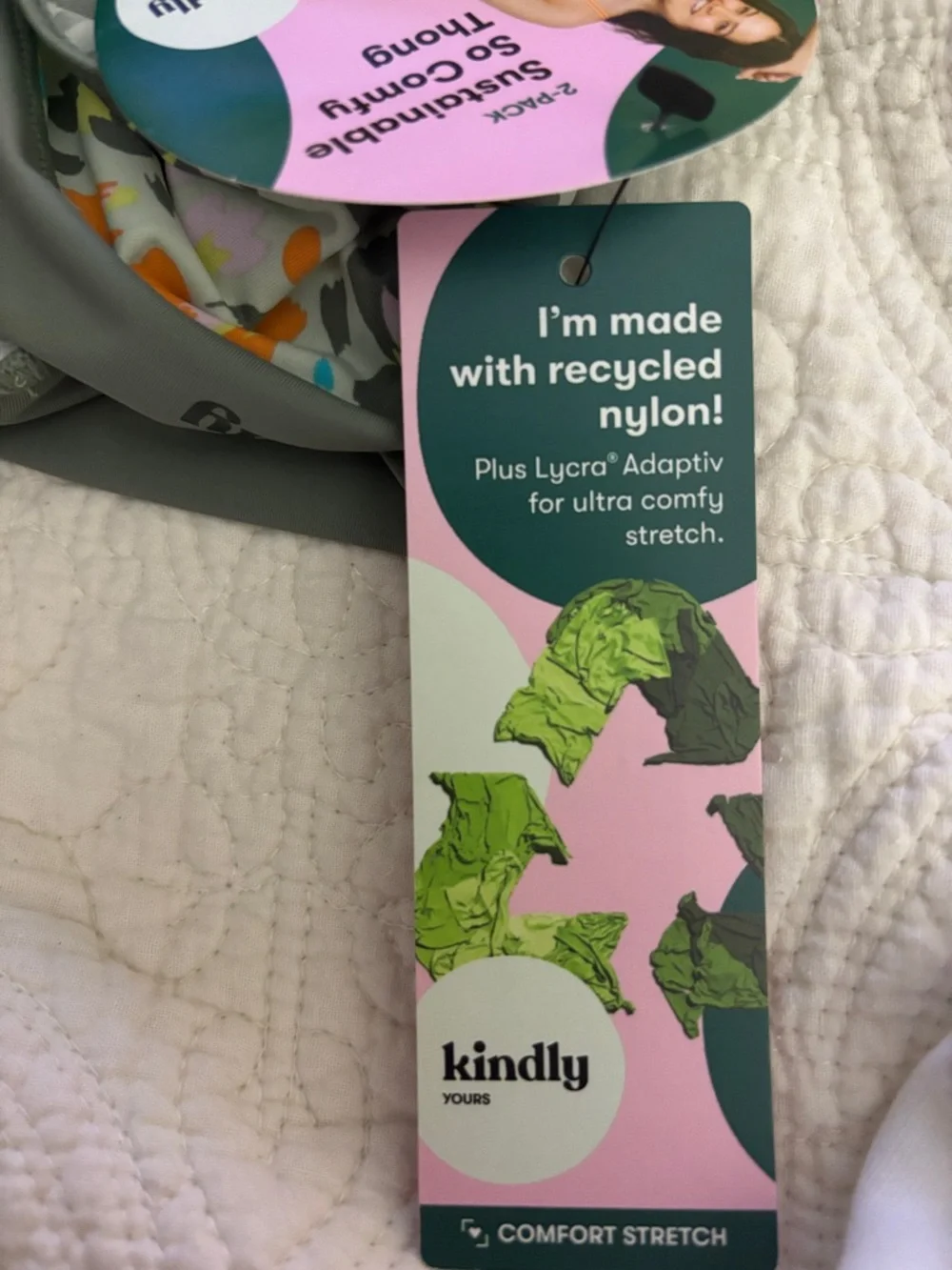 Kindly Yours Women's So Comfy Crossover Waist Thong Panties, 2-Pack